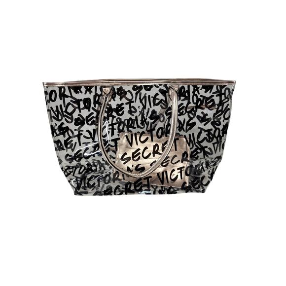 Victoria secret tote bag with clear see through black and rose gold handles NWT - Picture 3 of 9